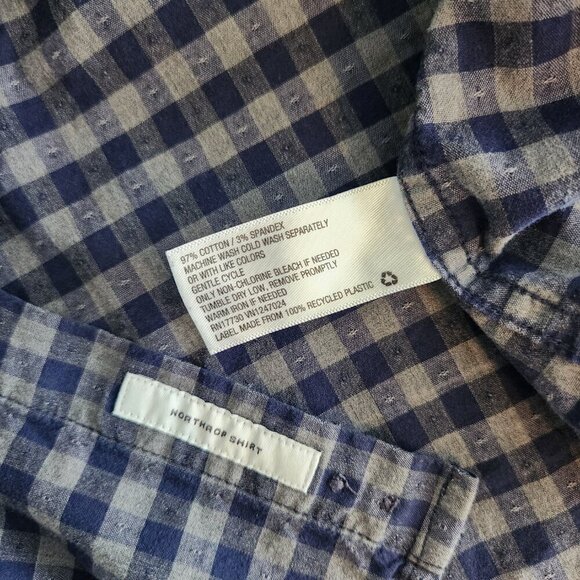 Goodfellow Men's Button Down Dress Shirt Blue and White Plaid Slim Fit. Sz Large - Picture 7 of 14